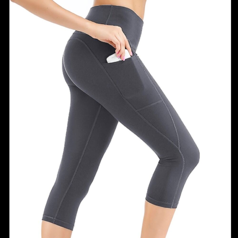 Espidoo Athletic Yoga Leggings Pockets Gray Sz S